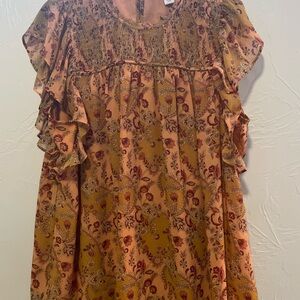 Carolina Belle Mustard and Pink Floral Top